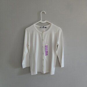 berkley jensen White Button Front Cardigan Size Small, NWT